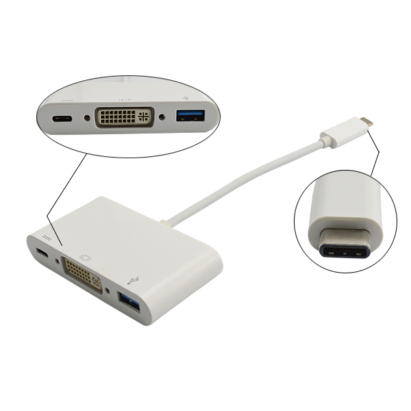 USB Type C to DVI USB3.0 Type C Female Charging Adapter